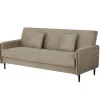 Slaapbank 3-Zits - Taupe Stof - Zithoogte 47cm - 200x85x87cm - Torvi