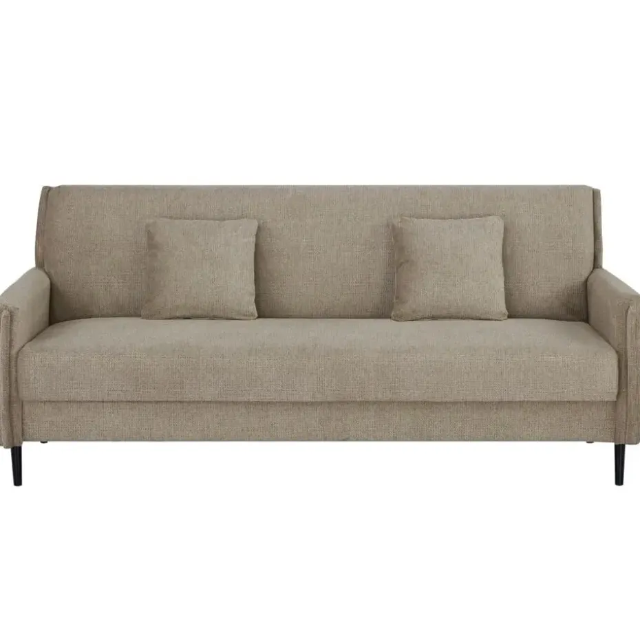 Slaapbank 3-Zits - Taupe Stof - Zithoogte 47cm - 200x85x87cm - Torvi