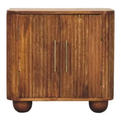 Solis Geribbelde Dressoir, 2 Deuren en 2 Planken, Lichtbruin