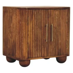 Solis Geribbelde Dressoir, 2 Deuren en 2 Planken, Lichtbruin