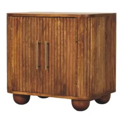 Solis Geribbelde Dressoir, 2 Deuren en 2 Planken, Lichtbruin