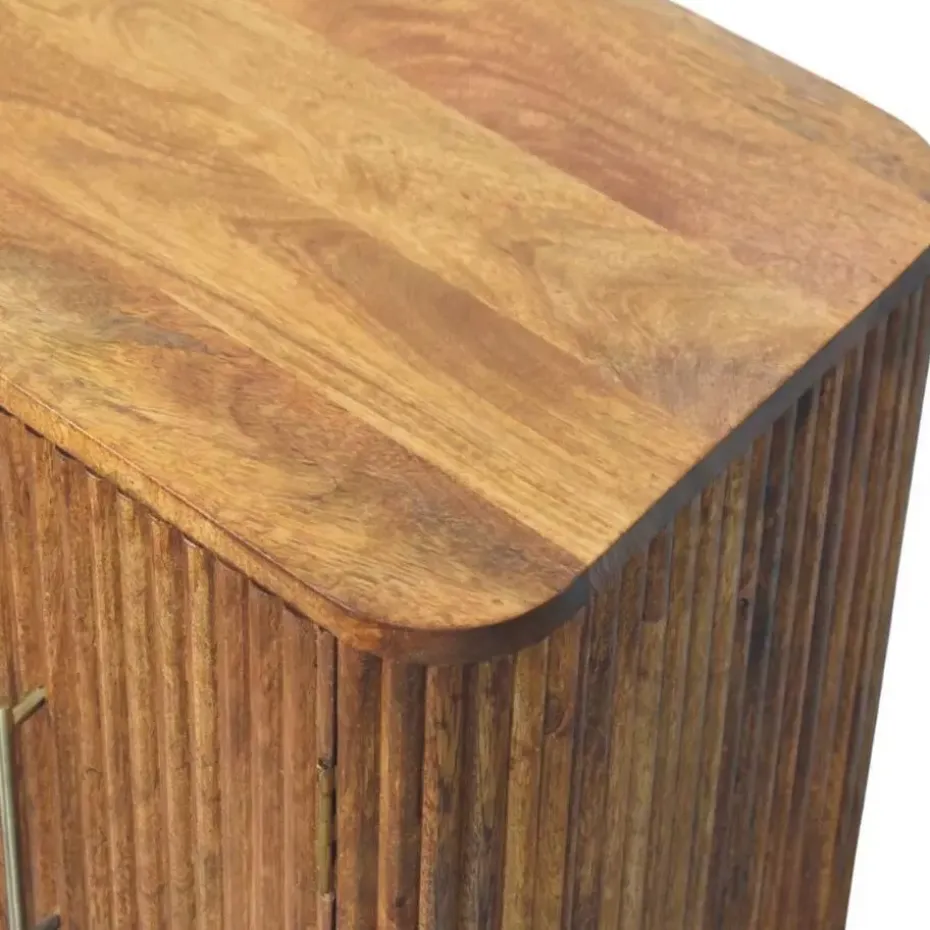 Solis Geribbelde Dressoir, 2 Deuren en 2 Planken, Lichtbruin