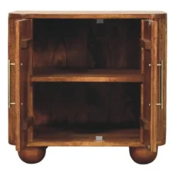 Solis Geribbelde Dressoir, 2 Deuren en 2 Planken, Lichtbruin