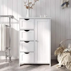 Songmics - Kast met 4 lades en deur - MDF - Wit