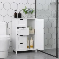 Songmics - Kast met 4 lades en deur - MDF - Wit