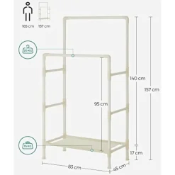 Songmics Kledingrek - 88x44x154cm - ijzer/stof/kunststof