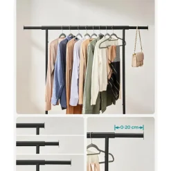 Songmics Kledingrek Astrid - 132 x 45,5 x 160 cm - Zwart