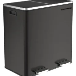 Songmics Prullenbak Met 2 Compartimenten - 2 x 30 L - Met Zwart