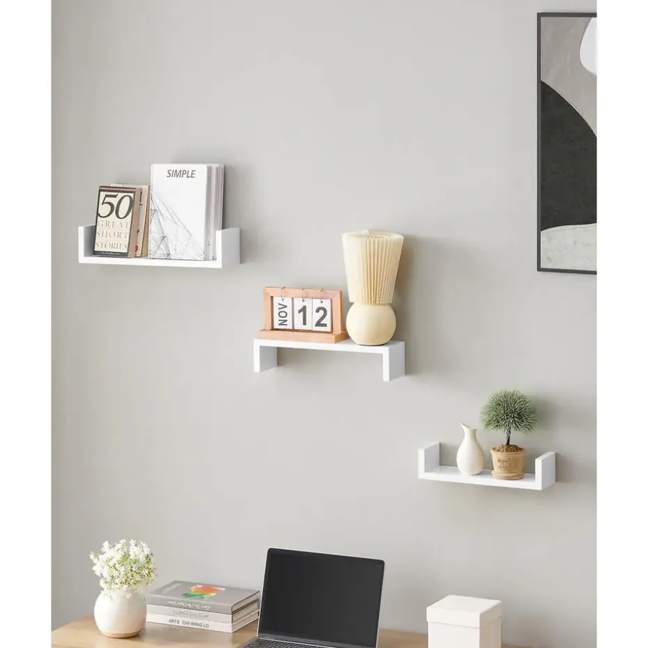 Songmics Wandplankset Bogey - Kleine, middelgrote en grote wandplank - Wit