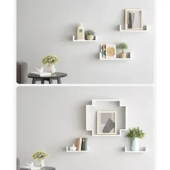 Songmics Wandplankset Bogey - Kleine, middelgrote en grote wandplank - Wit