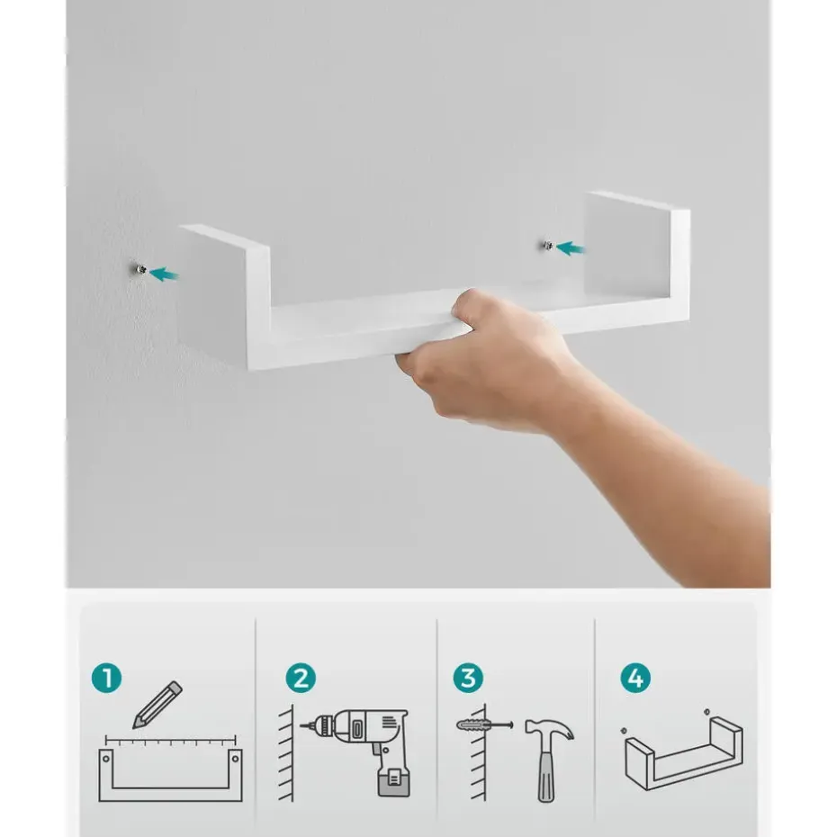 Songmics Wandplankset Bogey - Kleine, middelgrote en grote wandplank - Wit