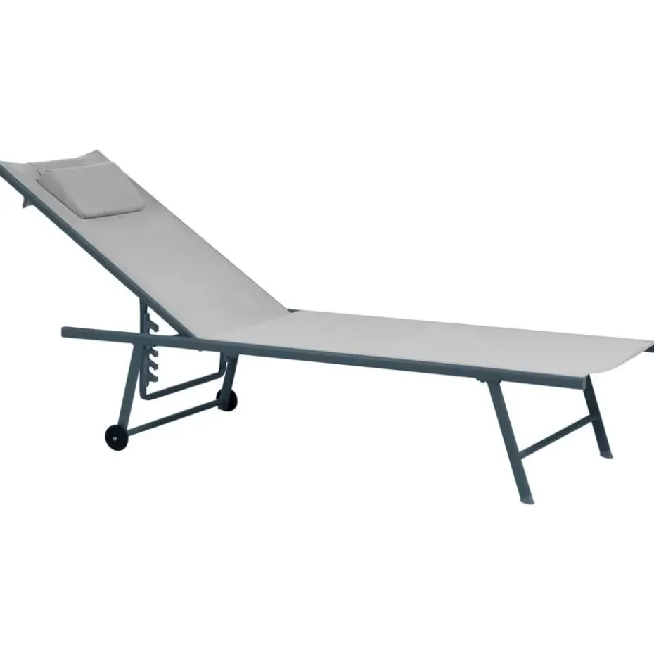 SORONI - Ligstoel set van 2 - Grijs/Lichtgrijs - Staal