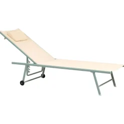 SORONI - Ligstoel set van 2 - Groen/Beige - Staal