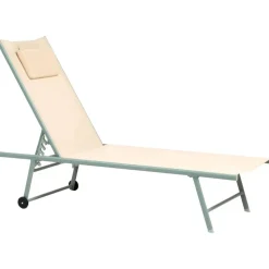 SORONI - Ligstoel set van 2 - Groen/Beige - Staal