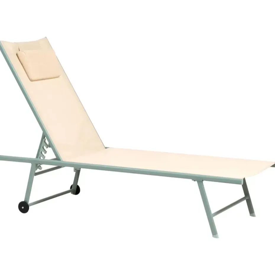 SORONI - Ligstoel set van 2 - Groen/Beige - Staal