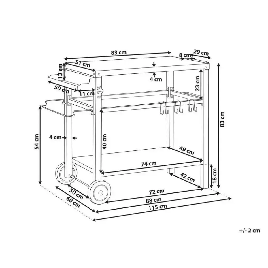 SPIAZZI - Keukentrolley - Zwart - Staal