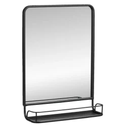 Spiegel met plateau Roel - zwart - metaal - 58x41x13 cm