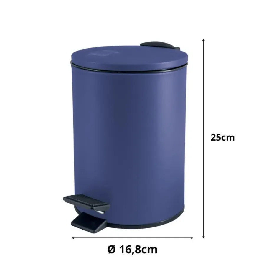 Spirella Pedaalemmer Cannes - blauw - 3L - metaal - 17 x 25 cm