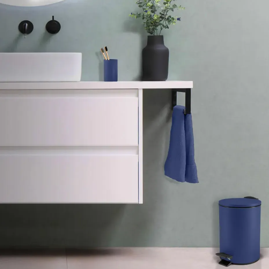 Spirella Pedaalemmer Cannes - blauw - 3L - metaal - 17 x 25 cm