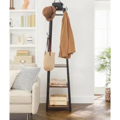 Staande kapstok - industriële look - 8 haken - 45x181x45 cm - vintage bruin