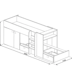 Stapelbed Beau (lattenbodem onderste bed niet inbegrepen) - grenen/grijs