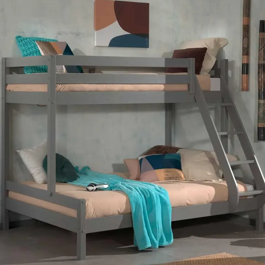 Stapelbed Triple 3-persoons hout - grijs