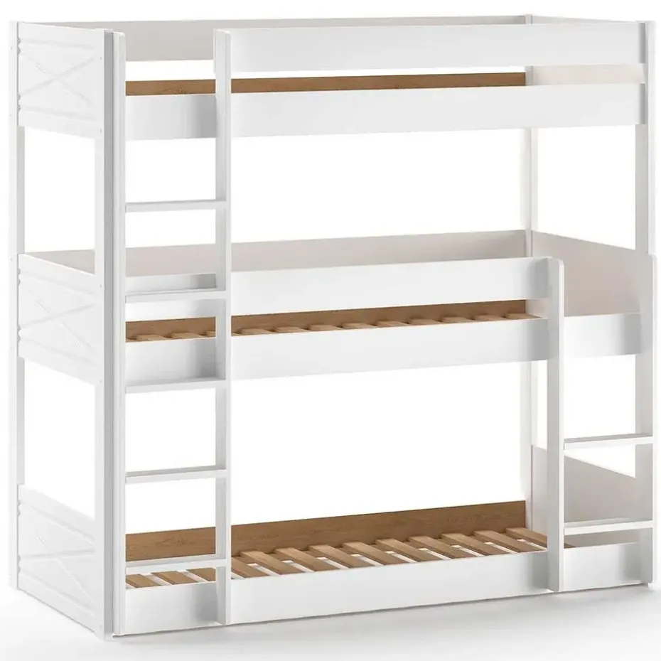 Stapelbed voor 3 personen Scott - 207x105x200 cm - Wit