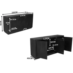 Starfurn - Dressoir Brussel - Zwart - 45x150x80 cm