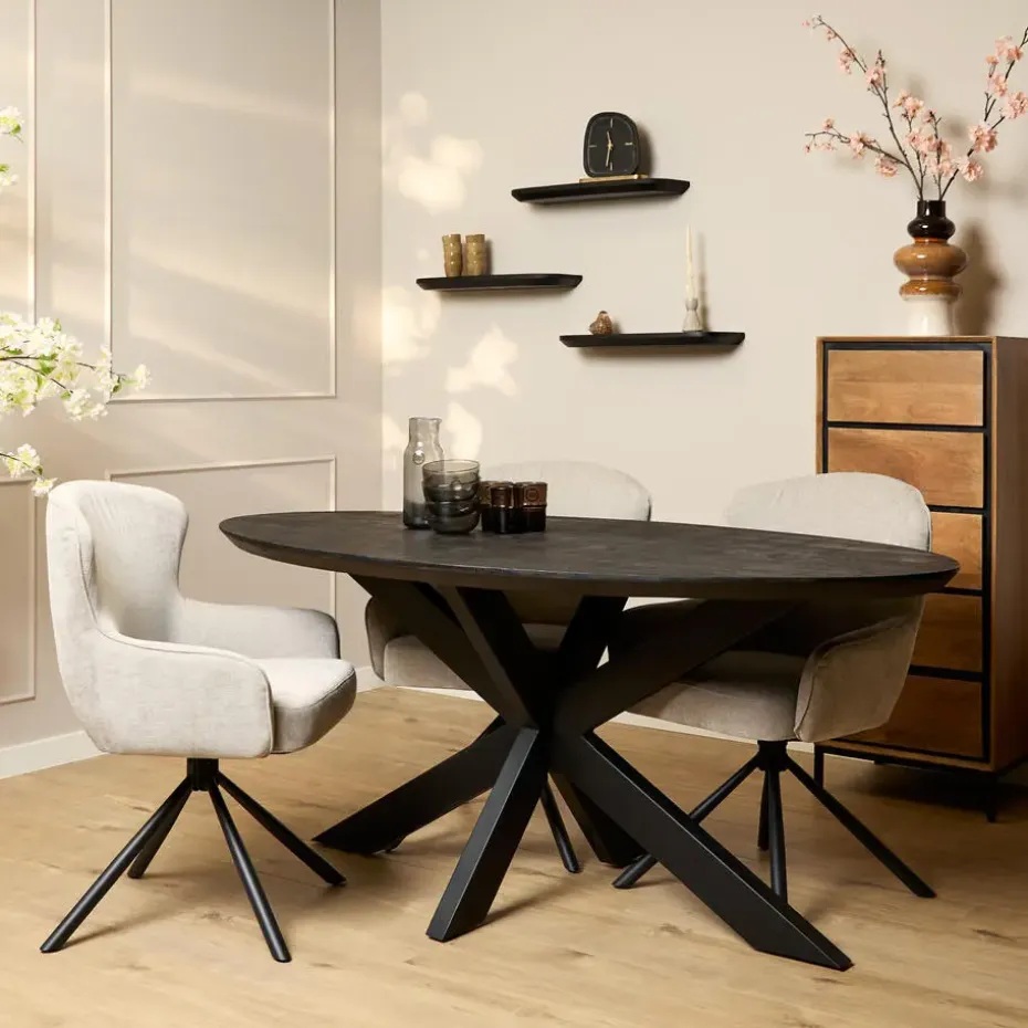 Starfurn - Eettafel Brandy - Zwart - 90x180x76 cm