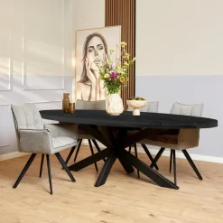 StarFurn - Ovale eettafel Denver - 240 cm - zwart