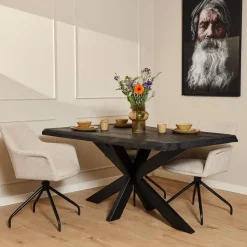 StarFurn - Rechthoekige boomstamtafel Boston - 160 cm - zwart