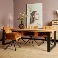 StarFurn - Rechthoekige eettafel Denver - 200 cm - naturel - U-poot