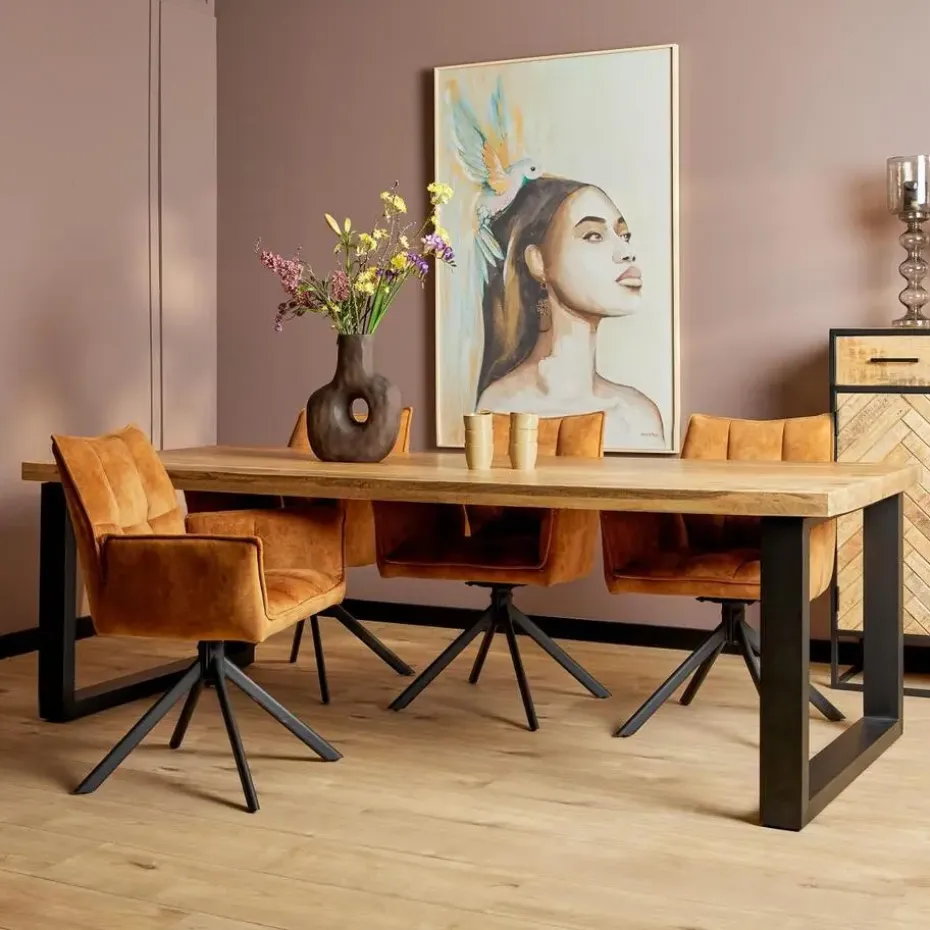 StarFurn - Rechthoekige eettafel Denver - 200 cm - naturel - U-poot