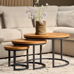 StarFurn - Ronde salontafels Denver - set van 3 - naturel