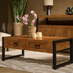 StarFurn - Salontafel Boaz met 2 lades - 120 cm - naturel