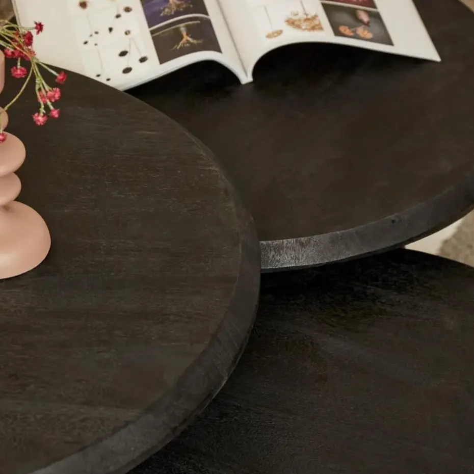 StarFurn - Salontafel Ohio Ø70 cm set van 3 - zwart