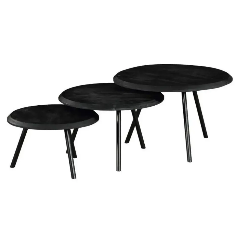 StarFurn - Salontafel Ohio Ø70 cm set van 3 - zwart