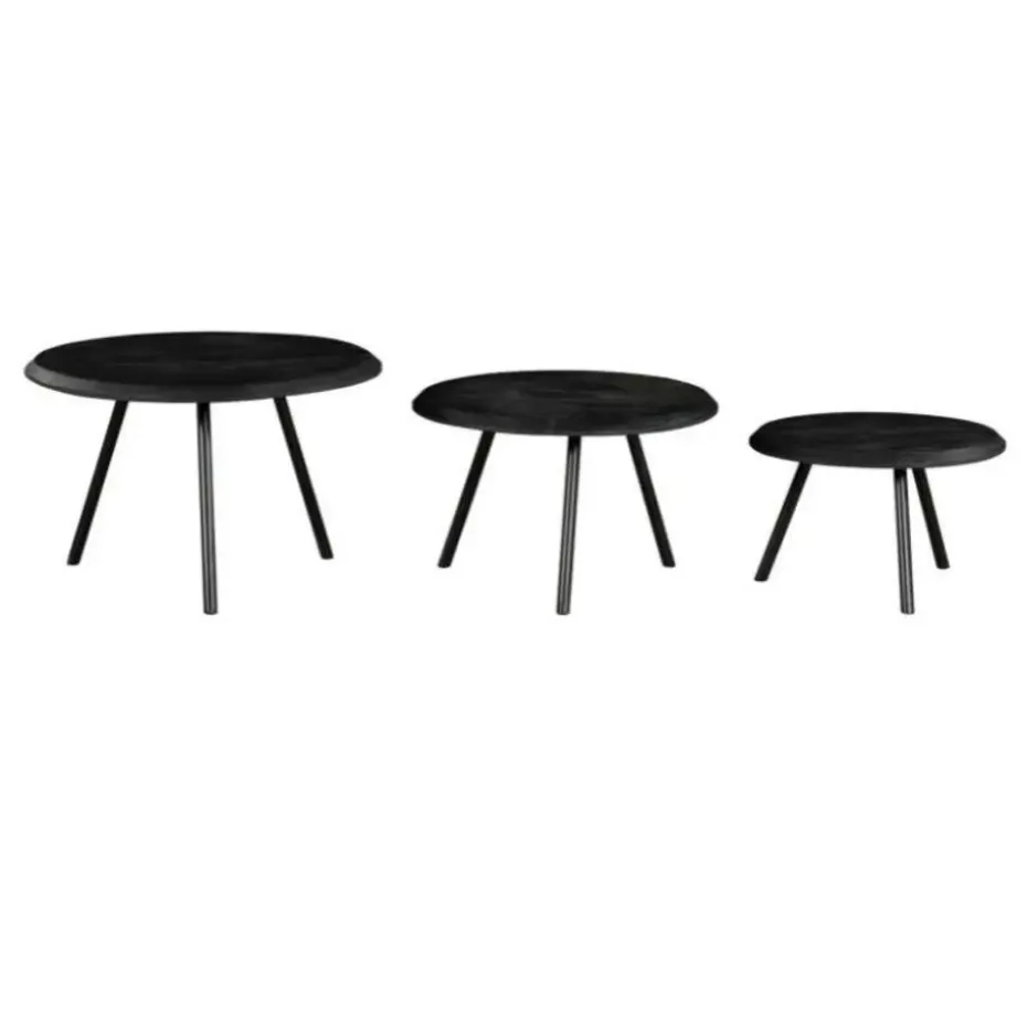 StarFurn - Salontafel Ohio Ø70 cm set van 3 - zwart