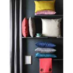 Stof Textile Home stoelkussens - zwart - 38 x 38 x 3 cm