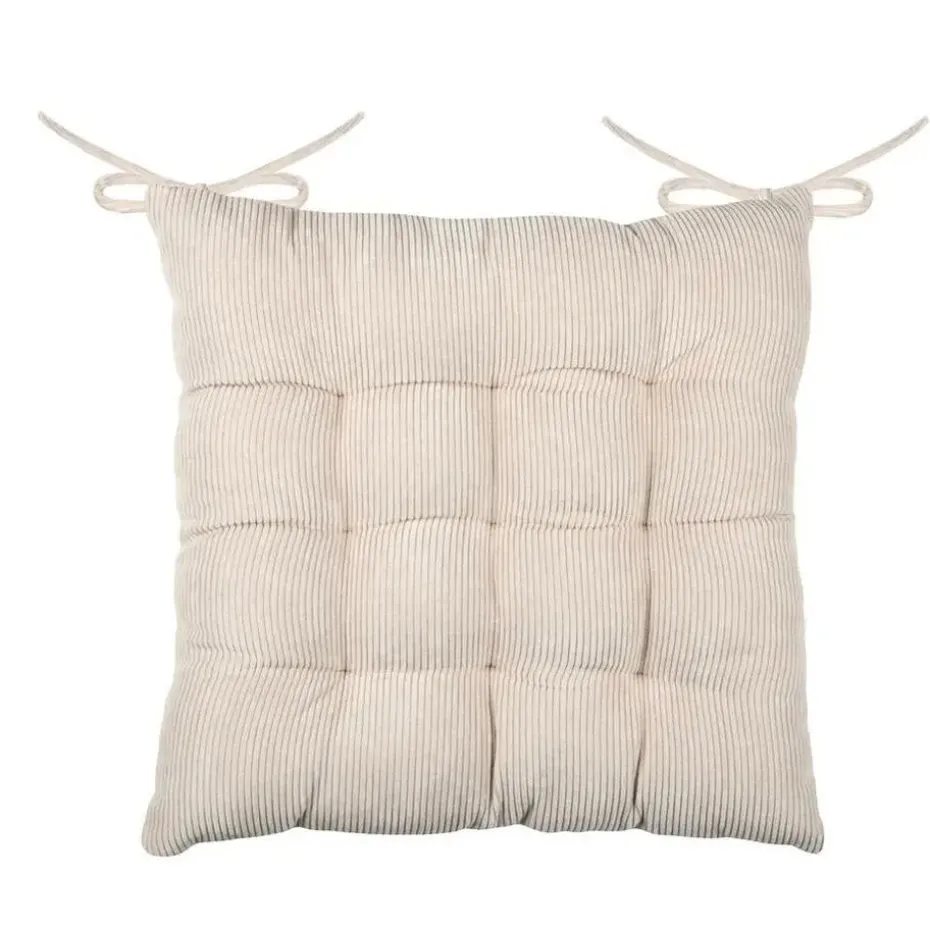 Stof Textile stoelkussen - creme beige - 38 x 38 x 5 cm