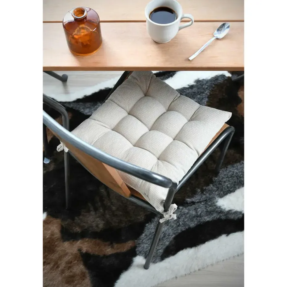 Stof Textile stoelkussen - creme beige - 38 x 38 x 5 cm