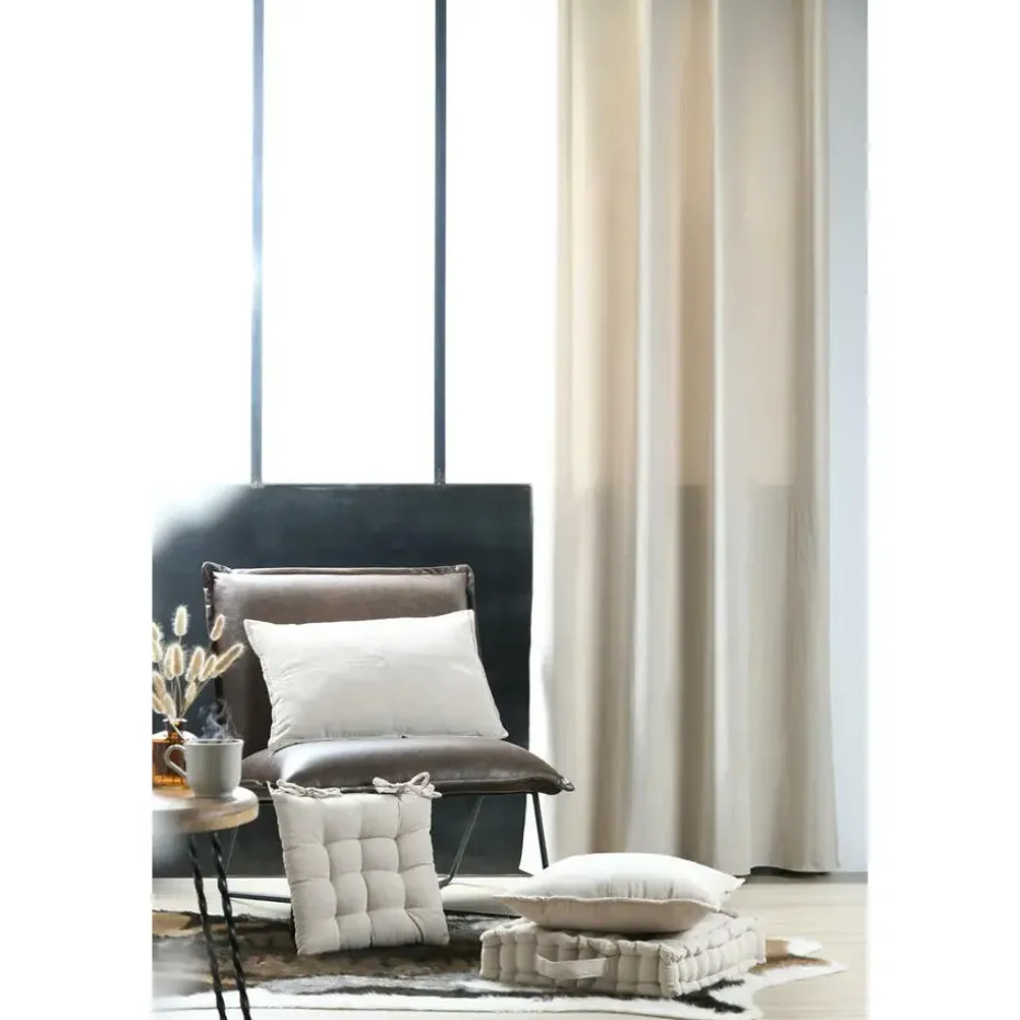 Stof Textile stoelkussen - creme beige - 38 x 38 x 5 cm