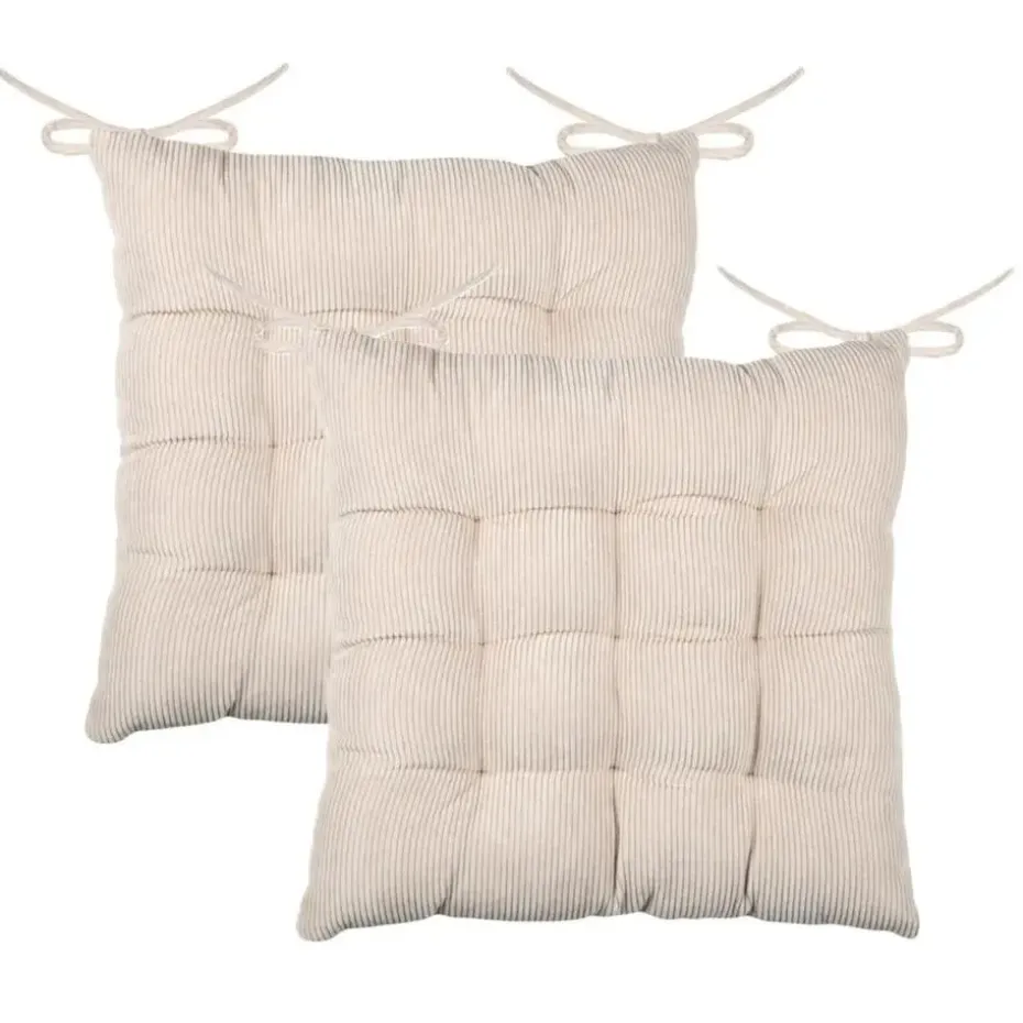 Stof Textile stoelkussen - creme beige - 38 x 38 x 5 cm