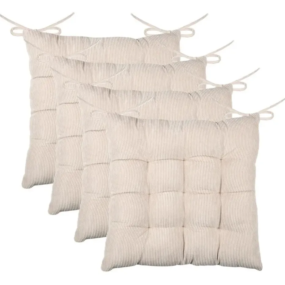 Stof Textile stoelkussen - creme beige - 38 x 38 x 5 cm