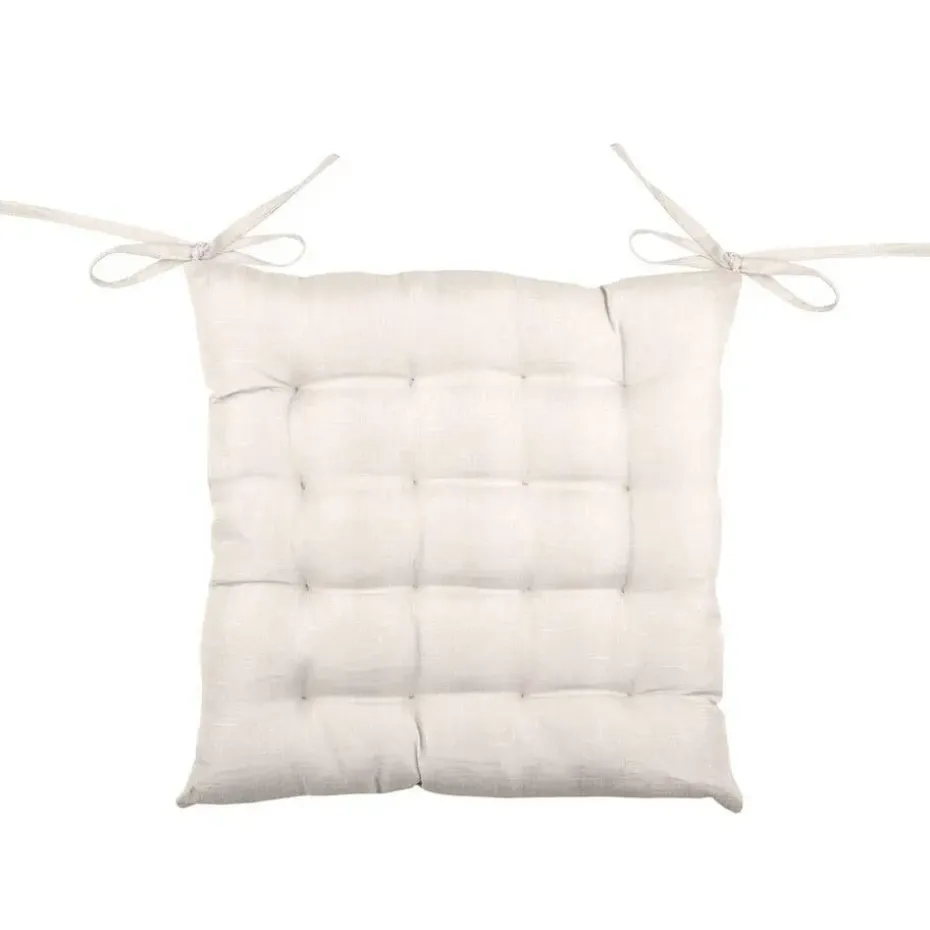 Stof Textile stoelkussen - gebroken wit - 40 x 40 x 4 cm