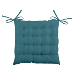 Stof Textile stoelkussen - petrol blauw - 40 x 40 x 4 cm