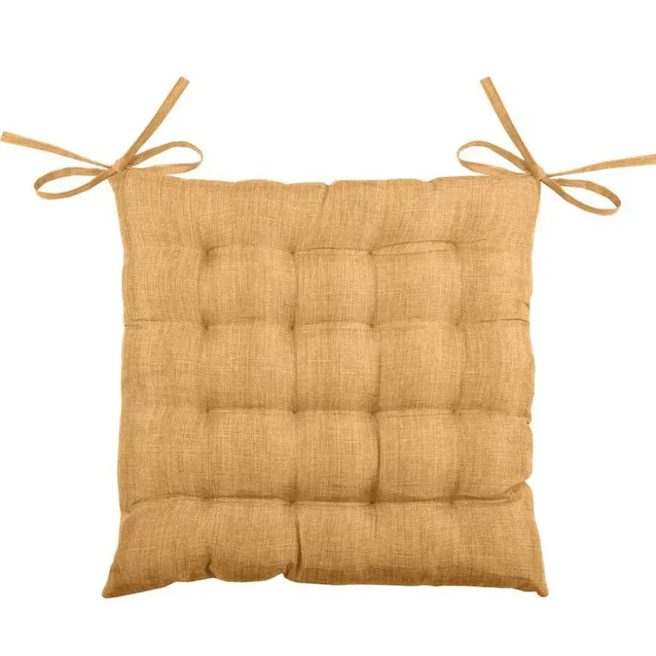 Stof Textile stoelkussen - okergeel - 40 x 40 x 4 cm