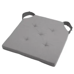 Stof Textile stoelkussen - grijs - 38 x 38 x 4 cm
