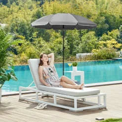 Stokparasol - Strandparasol - Ø 200 cm - Kantelbaar - met Draagtas - Grijs