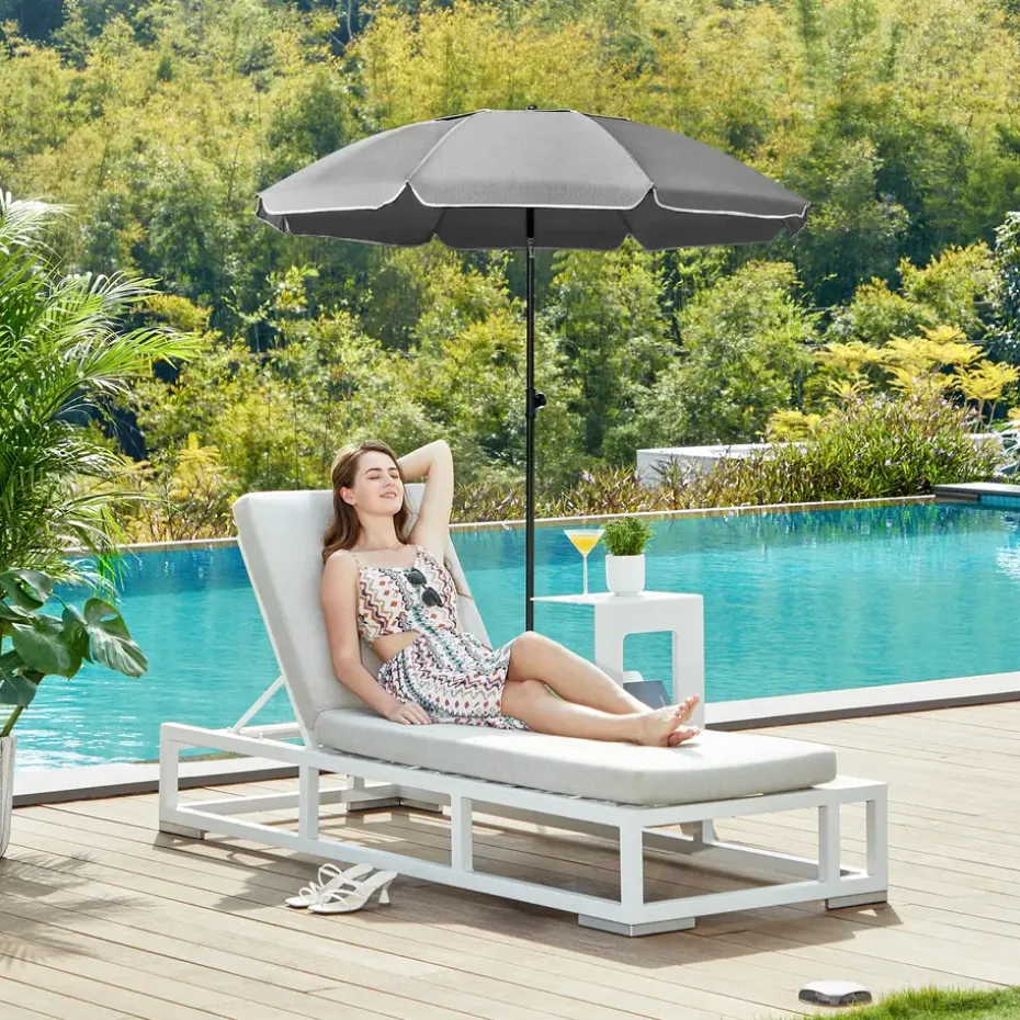 Stokparasol - Strandparasol - Ø 200 cm - Kantelbaar - met Draagtas - Grijs